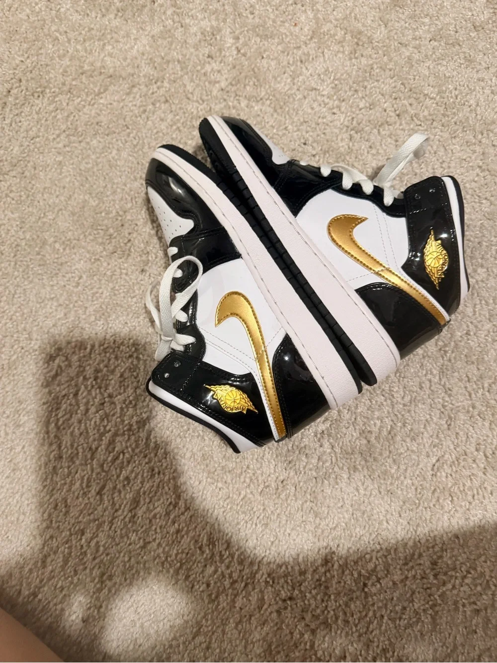 Jordan High-Top Sneakers - White Black Gold